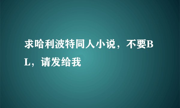 求哈利波特同人小说，不要BL，请发给我