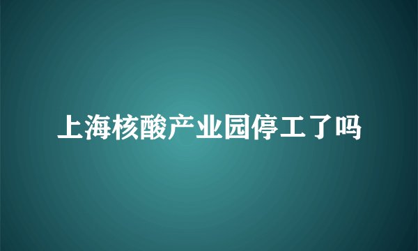 上海核酸产业园停工了吗