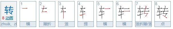 转的笔顺笔画顺序表