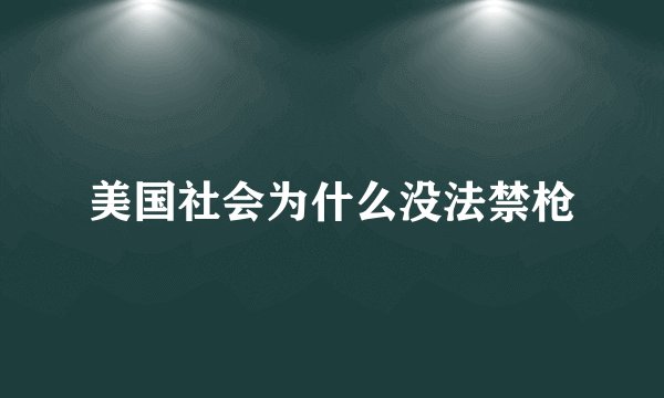美国社会为什么没法禁枪