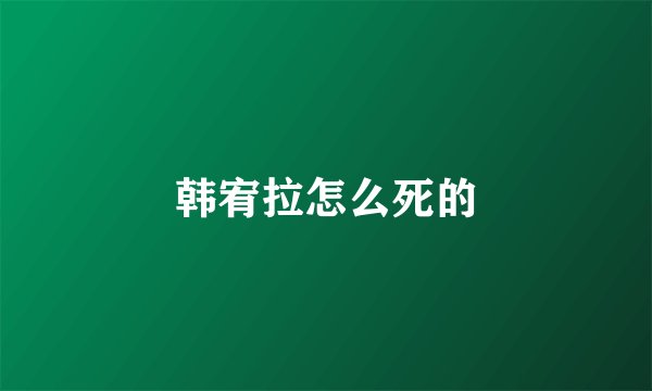 韩宥拉怎么死的