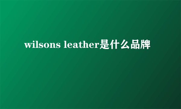 wilsons leather是什么品牌
