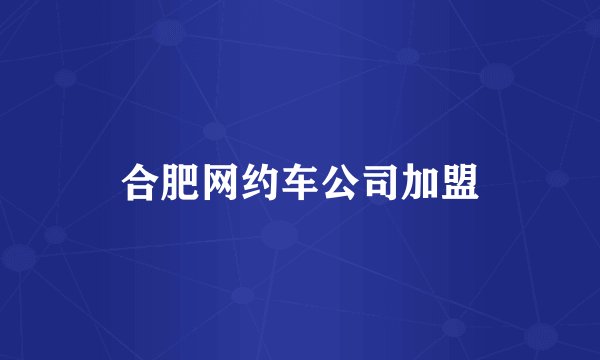 合肥网约车公司加盟