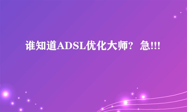 谁知道ADSL优化大师?  急!!!