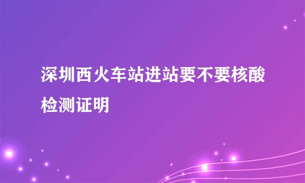 深圳西火车站进站要不要核酸检测证明