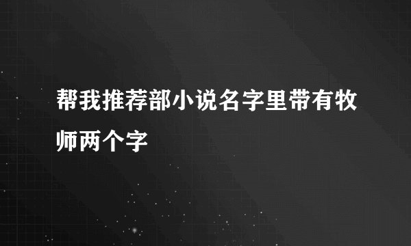 帮我推荐部小说名字里带有牧师两个字