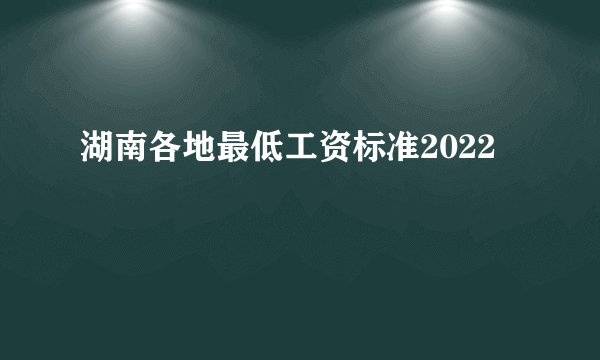 湖南各地最低工资标准2022