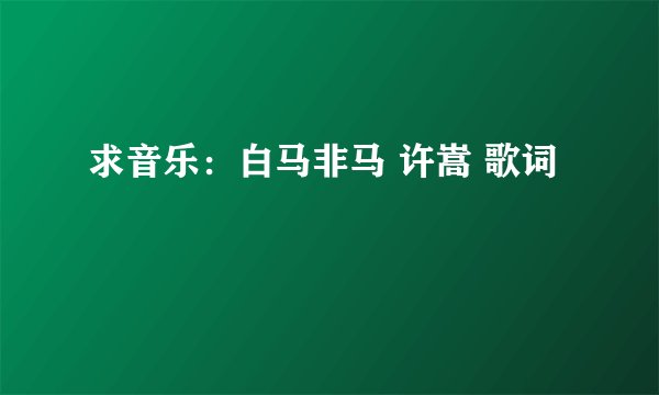 求音乐：白马非马 许嵩 歌词