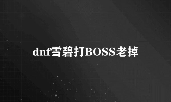 dnf雪碧打BOSS老掉