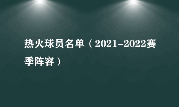 热火球员名单（2021-2022赛季阵容）