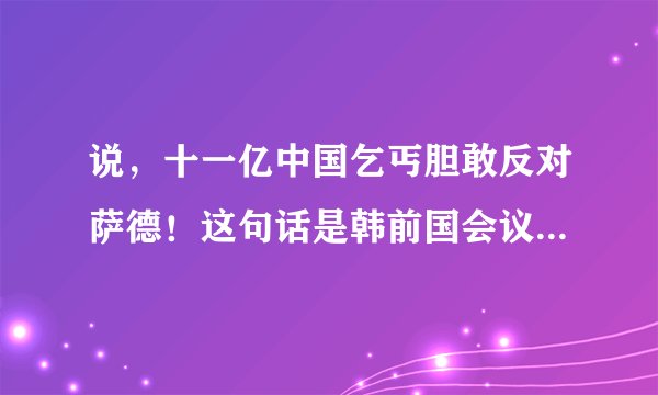 说，十一亿中国乞丐胆敢反对萨德！这句话是韩前国会议员宋英善说的吗