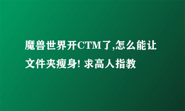 魔兽世界开CTM了,怎么能让文件夹瘦身! 求高人指教