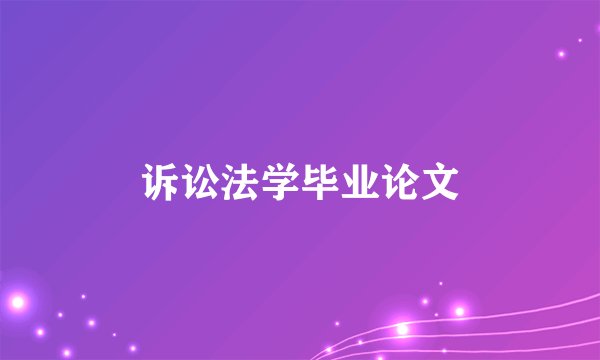 诉讼法学毕业论文