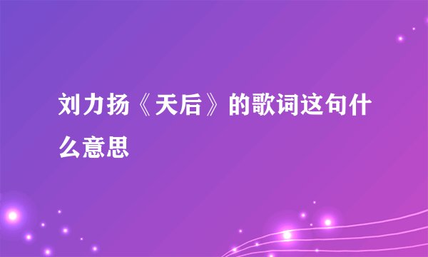 刘力扬《天后》的歌词这句什么意思