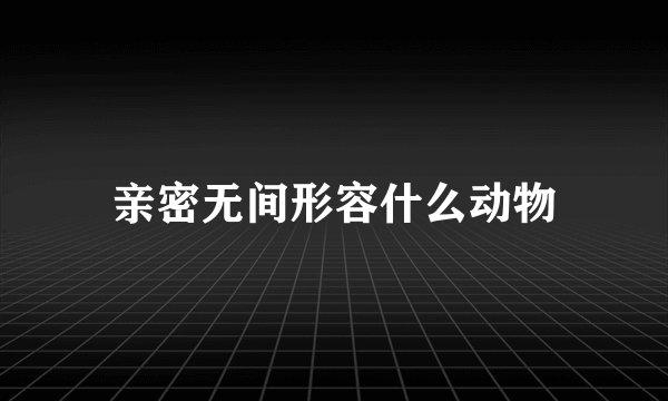 亲密无间形容什么动物