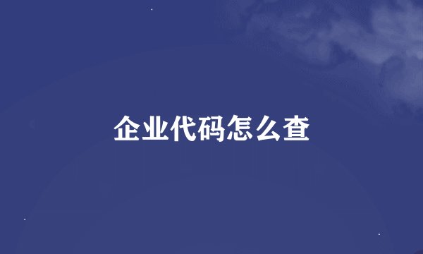 企业代码怎么查