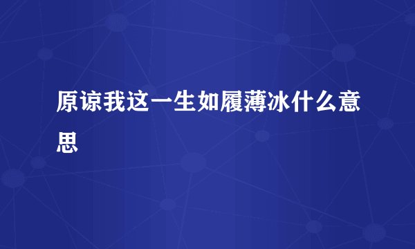 原谅我这一生如履薄冰什么意思