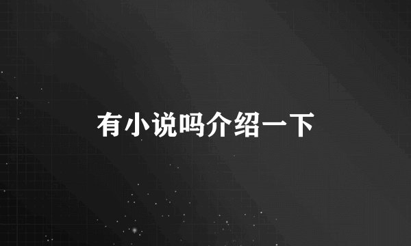 有小说吗介绍一下