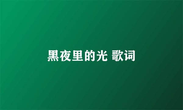 黑夜里的光 歌词
