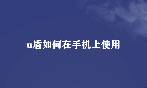 u盾如何在手机上使用
