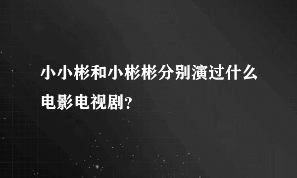 小小彬和小彬彬分别演过什么电影电视剧？