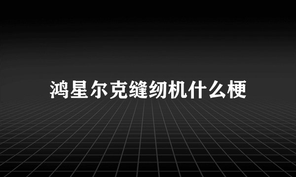 鸿星尔克缝纫机什么梗