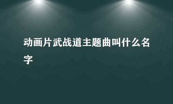 动画片武战道主题曲叫什么名字