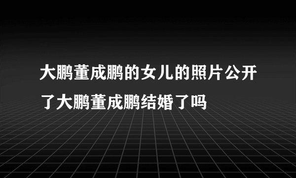 大鹏董成鹏的女儿的照片公开了大鹏董成鹏结婚了吗