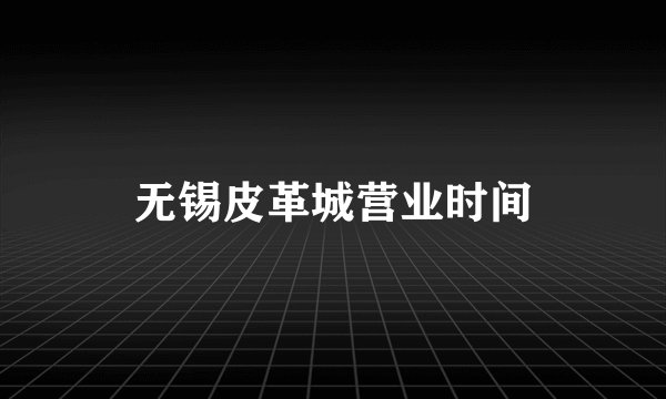 无锡皮革城营业时间