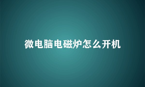 微电脑电磁炉怎么开机