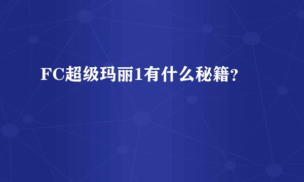 FC超级玛丽1有什么秘籍？