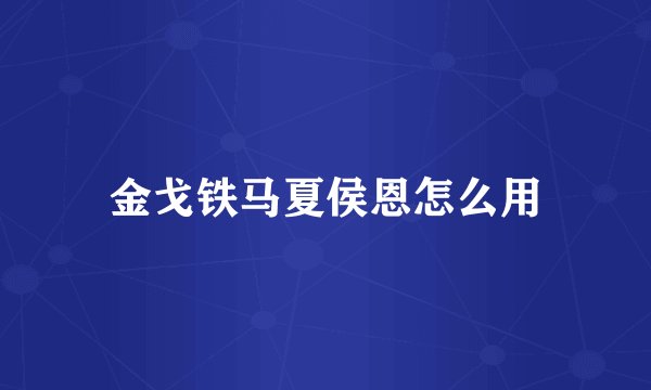 金戈铁马夏侯恩怎么用