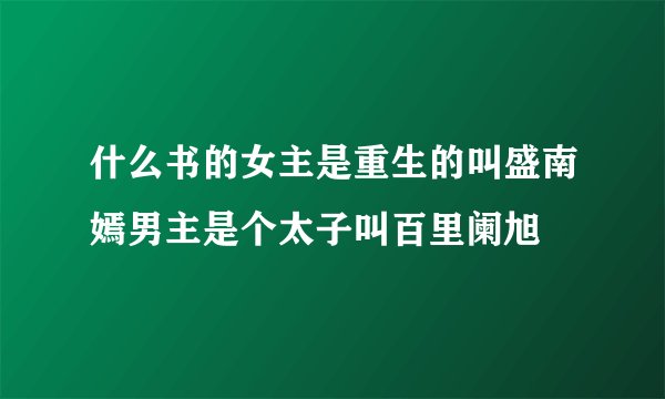 什么书的女主是重生的叫盛南嫣男主是个太子叫百里阑旭