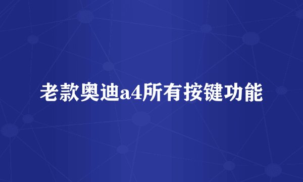老款奥迪a4所有按键功能
