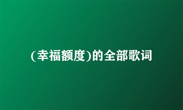(幸福额度)的全部歌词