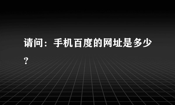 请问：手机百度的网址是多少？