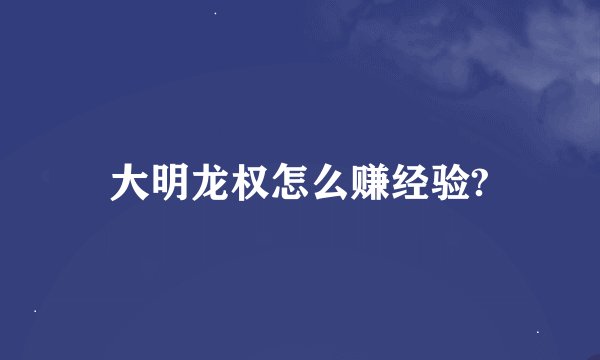 大明龙权怎么赚经验?