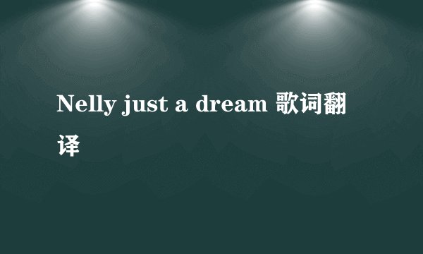 Nelly just a dream 歌词翻译