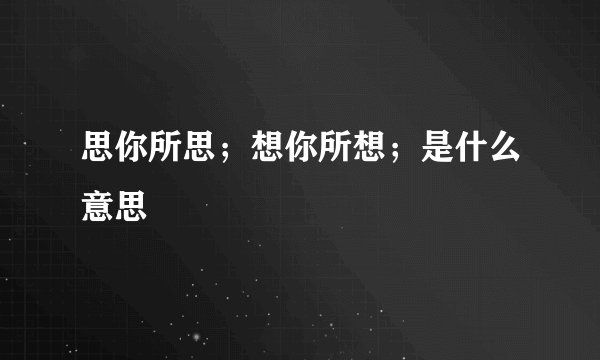 思你所思；想你所想；是什么意思