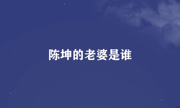 陈坤的老婆是谁
