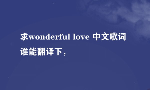 求wonderful love 中文歌词 谁能翻译下，