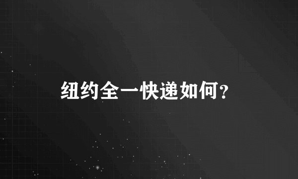 纽约全一快递如何？