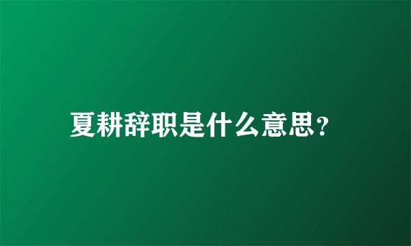 夏耕辞职是什么意思？