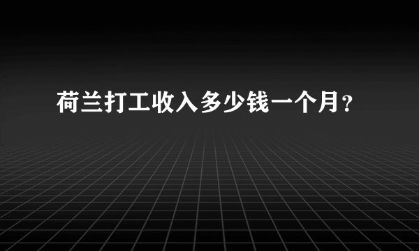 荷兰打工收入多少钱一个月？