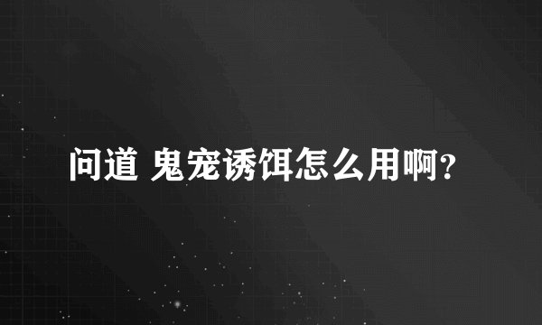 问道 鬼宠诱饵怎么用啊？
