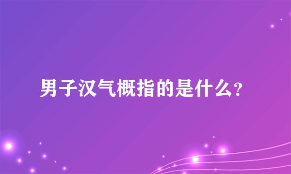 男子汉气概指的是什么？