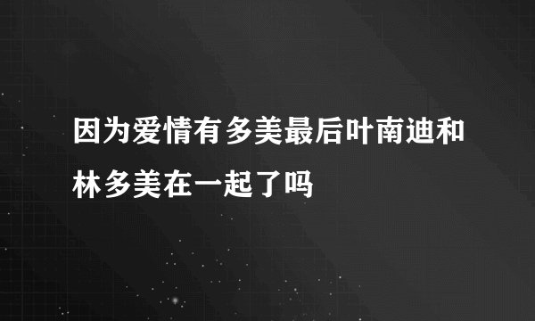 因为爱情有多美最后叶南迪和林多美在一起了吗