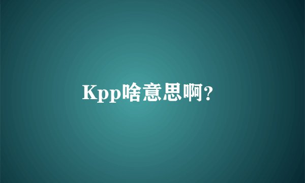 Kpp啥意思啊？