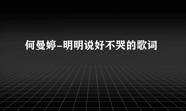 何曼婷-明明说好不哭的歌词