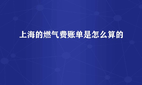 上海的燃气费账单是怎么算的